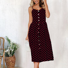 Load image into Gallery viewer, 2020 New Women Print Floral Stripe Long dress Sexy V-Neck Ziggy Sleevele Button Beach Casual Boho Midi Dress Plus Size 3XL vestidos
