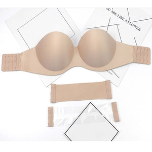 2020 Sexy Gathering Invisible Bras Bralette Ziggy Underwear Women Push Up Strapless Bra Wedding Brassiere Underwired Back 1/2 Cup Band