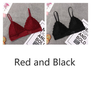 1/2PCS Ziggy Women Bralette French Style Lace Bra Girls Triangle Cup Lingerie Deep V Wireless Underwear Soft Thin Seamless ziggy Bra