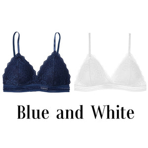 1/2PCS Ziggy Women Bralette French Style Lace Bra Girls Triangle Cup Lingerie Deep V Wireless Underwear Soft Thin Seamless ziggy Bra