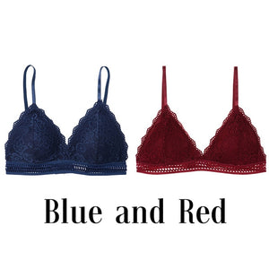 1/2PCS Ziggy Women Bralette French Style Lace Bra Girls Triangle Cup Lingerie Deep V Wireless Underwear Soft Thin Seamless ziggy Bra