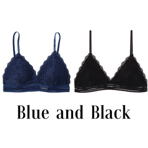 1/2PCS Ziggy Women Bralette French Style Lace Bra Girls Triangle Cup Lingerie Deep V Wireless Underwear Soft Thin Seamless ziggy Bra