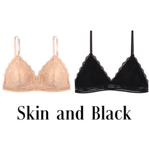 1/2PCS Ziggy Women Bralette French Style Lace Bra Girls Triangle Cup Lingerie Deep V Wireless Underwear Soft Thin Seamless ziggy Bra