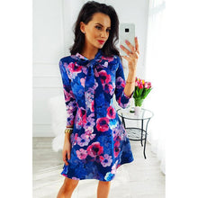 Load image into Gallery viewer, Ziggy New Bow Neck Long Sleeve Mini Dresses Elegant Print Dress Women Casual Female vintage Fall Winter office ladies
