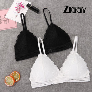 French Style Bralette Seamless Deep V Lace Bra Wireless Thin Underwear Sexy Ziggy Lingerie Soft Push Up Bras For Women