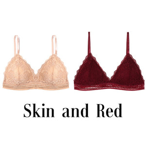 French Style Bralette Seamless Deep V Lace Bra Wireless Thin Underwear Sexy Ziggy Lingerie Soft Push Up Bras For Women