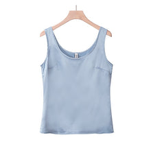 Load image into Gallery viewer, Women Satin Tank Ziggy Tops Cami O-neck Sleeveless Silky Shiny Blusas
