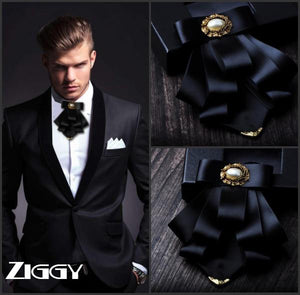 Ziggy Style British Style Multi-layer Fabric Bow Tie Wedding Groom Formal Collar Shirt Dress Necktie Cravat Clothing & Accessories