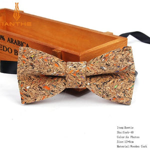 New Cork Wood Fashion Bow Ties Men & Women Novelty Handmade Solid Neckwear for Mens Wedding Party Man Gift Accessories Men Bowtie Ziggy