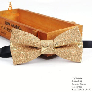 New Cork Wood Fashion Bow Ties Men & Women Novelty Handmade Solid Neckwear for Mens Wedding Party Man Gift Accessories Men Bowtie Ziggy