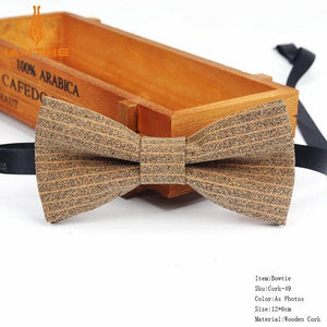 New Cork Wood Fashion Bow Ties Men & Women Novelty Handmade Solid Neckwear for Mens Wedding Party Man Gift Accessories Men Bowtie Ziggy