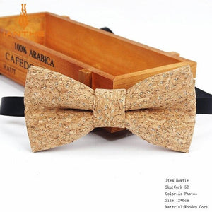 New Cork Wood Fashion Bow Ties Men & Women Novelty Handmade Solid Neckwear for Mens Wedding Party Man Gift Accessories Men Bowtie Ziggy