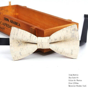 New Cork Wood Fashion Bow Ties Men & Women Novelty Handmade Solid Neckwear for Mens Wedding Party Man Gift Accessories Men Bowtie Ziggy