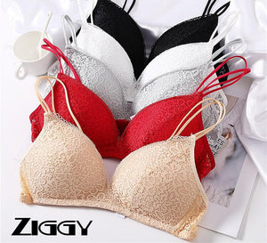 New 2020 Ziggy Sexy Lace Floral Wireless Bra Female Underwear A B Cup Sexy Nylon Lingerie Soft Solid Color Bras 32-38 Bra