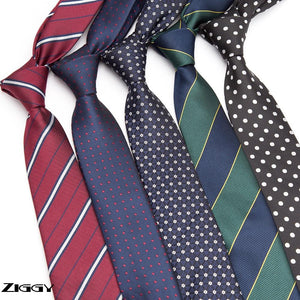 Men Women Ziggy Polyester all in one Necktie Striped Business 7CM Tie Mens Wedding Parties Dress Jacquard Ties