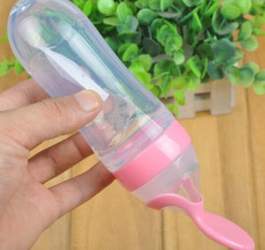 90ml Safety silicone Ziggy  baby bottle Infant kids feeding bottles With Spoon Rice Cereal Milk Paste Baby Food Supplement Bottle Cup