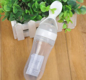 90ml Safety silicone Ziggy  baby bottle Infant kids feeding bottles With Spoon Rice Cereal Milk Paste Baby Food Supplement Bottle Cup